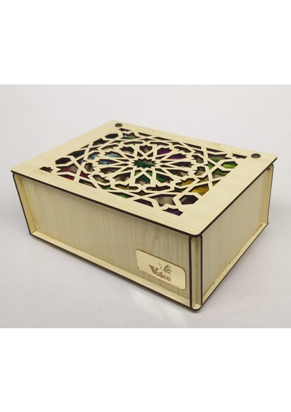 Ahşap Akça Renk Çay Kutusu 9 Bölmeli Kapaklı Poşet Bitki Çayı Saklama Kabı Tea Box ( Çaylar Dahil)