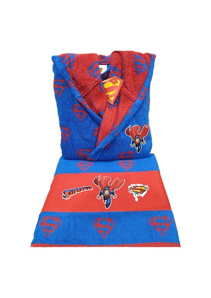 Superman Çocuk Bornoz 9-10 Yaş(Mavi)