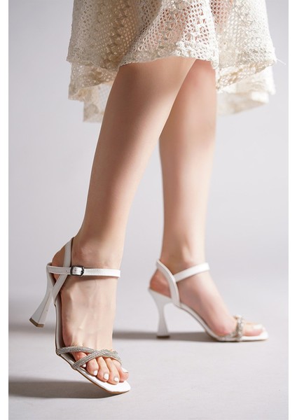 Kadın Dress Beyaz Taşlı Topuklu Ayakkabı Stiletto fiyatları