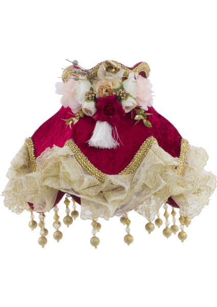 Dekovien Kadife Kaplı El Yapımı Klasik Model Abajur Vintage Bordo fiyatları