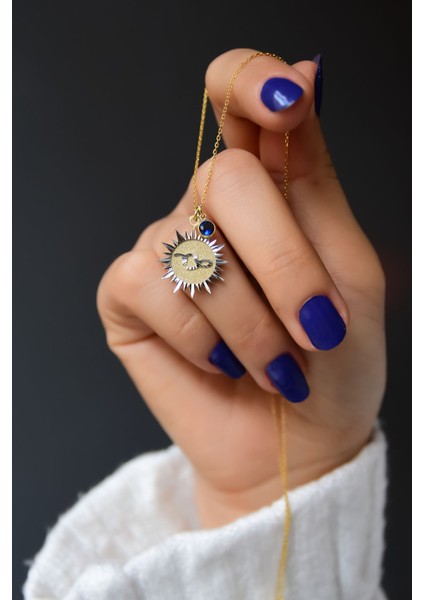 925 Ayar Gümüş Gold Kaplama Doğum Taşlı Kristal Kesim Plaka Oğlak /capricorn Burç Kolye