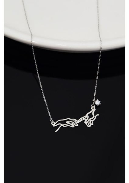 925 Ayar Gümüş Rodyum Tek Taşlı Kader Kadın Kolye