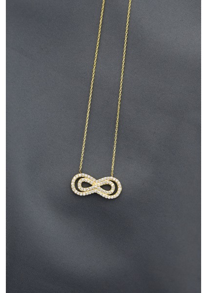 925 Ayar Gümüş Gold Kaplama Iç Içe Sonsuzluk Kadın Kolye fiyatları