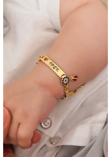 925 Ayar Gümüş Nazar Uğur Böcekli Kız Bebek Künyesi