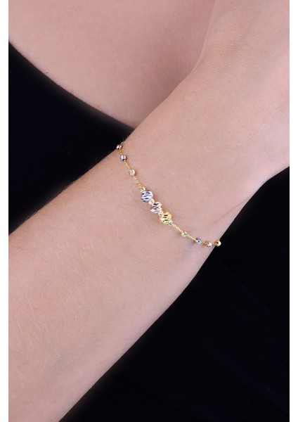 925 Ayar Gümüş Üç Renk Dorika Toplu Kadın Bileklik