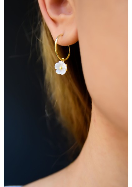 925 Ayar Gümüş Altın Kaplama Manolya Çiçeği Kolye Küpe Set modelleri