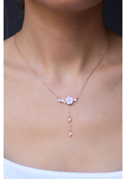 925 Ayar Gümüş Rose Kaplama Kardelen Çiçeği Kolye fiyatları