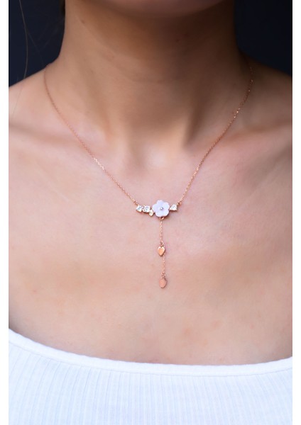 925 Ayar Gümüş Rose Kaplama Kardelen Çiçeği Kolye modelleri