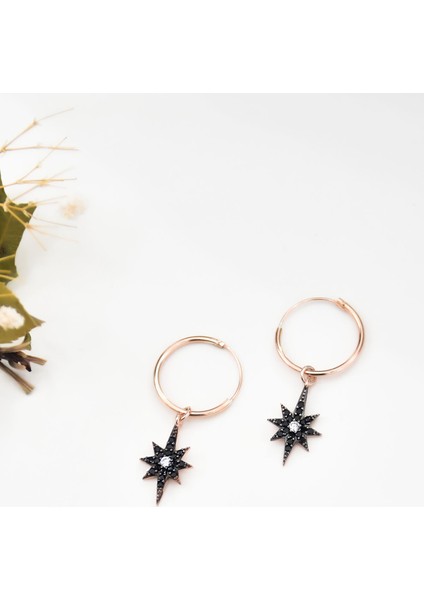 925 Ayar Gümüş Rose Kaplama Kutup Halka Kadın Küpe UVPTS300015