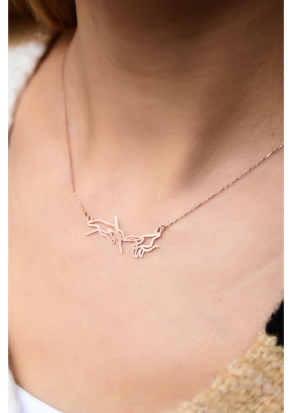 925 Ayar Gümüş Rose Kaplama Kader Yazısı Kolye