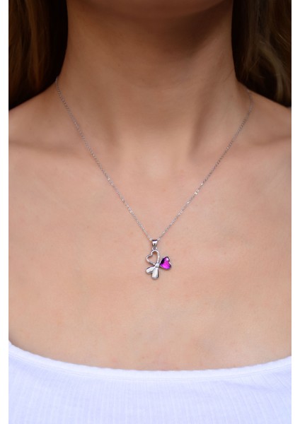 925 Ayar Gümüş Rodyum Kaplama Renk Geçişli Üç Kalp Tasarım Kolye fiyatları