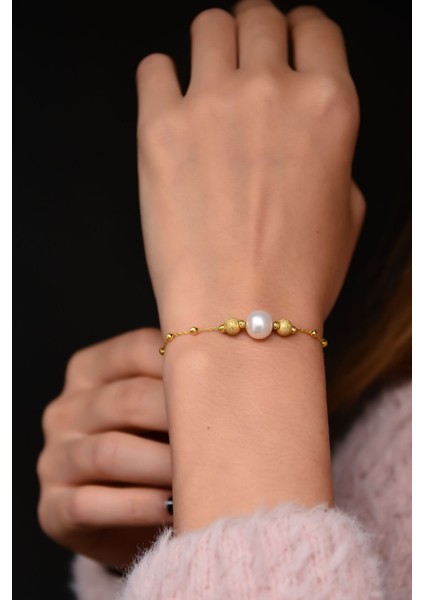 925 Ayar Gümüş Altın Kaplama Sim Dorika Toplu Inci Kadın Bileklik fiyatları