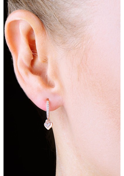 925 Ayar Gümüş Kalp Figürlü Minimal Halka Kadın Küpe UVPTS300002 fiyatları