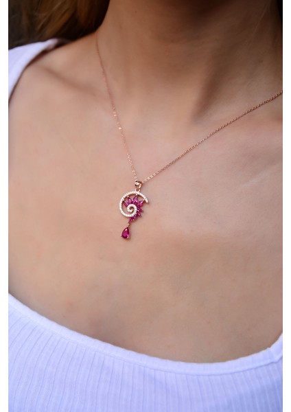 925 Ayar Gümüş Rose Kaplama Girdap Tasarım Kolye fiyatları