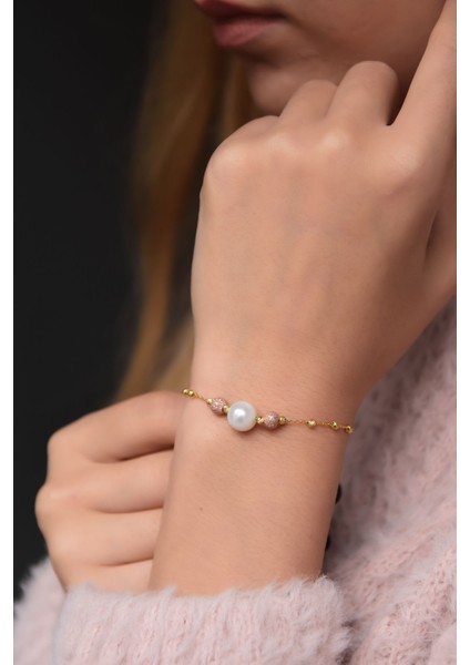 925 Ayar Gümüş Rose Sim Toplu Altın Dorika Toplu Inci Kadın Bileklik modelleri