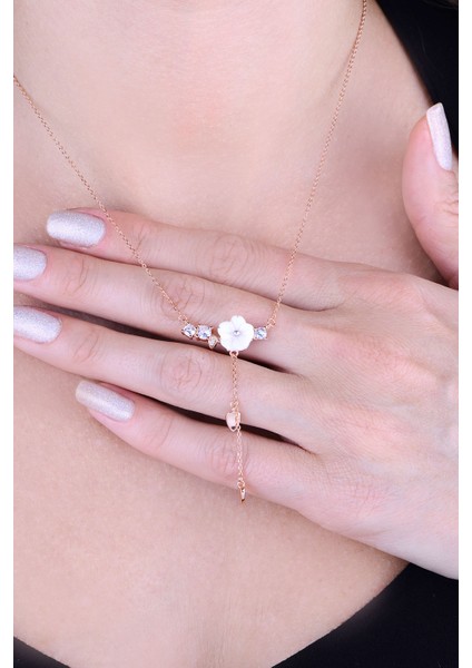 925 Ayar Gümüş Rose Kaplama Manolya Çiçeği Kolye fiyatları