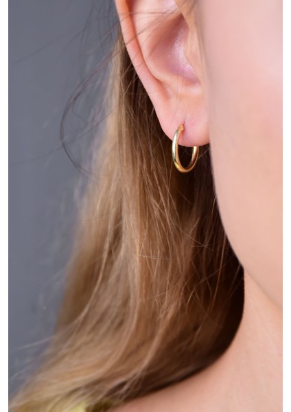 925 Ayar Gümüş Altın Kaplama Halka Kadın Küpe