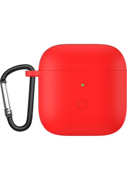 Redmi Buds 3 Için Karabinalı Tam Koruyucu Silikon Kılıf - Kırmızı (Yurt Dışından)