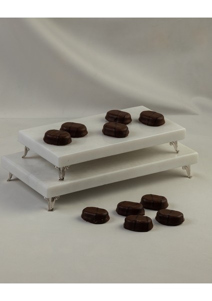 3'lü Gümüş Set Doğal Taş Mermer Sunumluk fiyatları