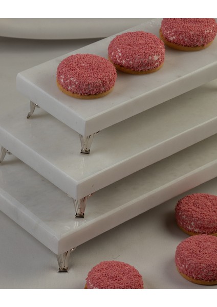 3'lü Gümüş Set Doğal Taş Mermer Sunumluk fırsatları