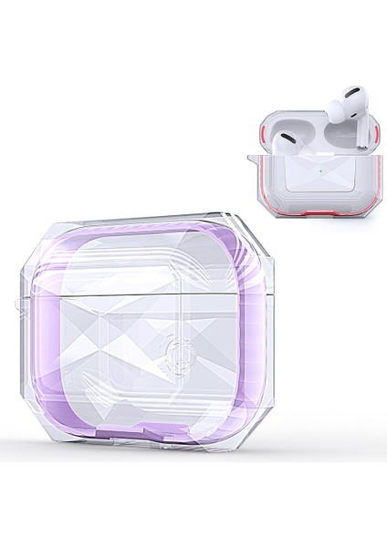 Apple Airpods Pro Için Kontrast Renkli Dörtgen Desenli Kılıf - Mor (Yurt Dışından)