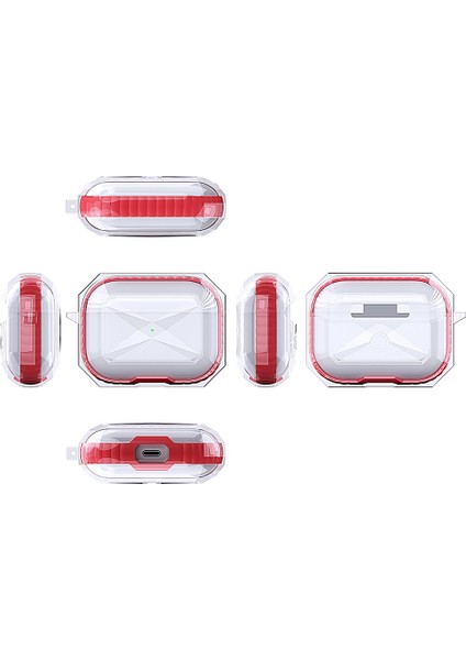 Apple Airpods Pro Için Kontrast Renkli Dörtgen Desenli Kılıf - Mor (Yurt Dışından)