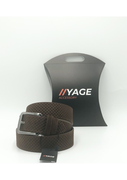 Kahverengi Süet Kare Desen 4 cm Kemer modelleri