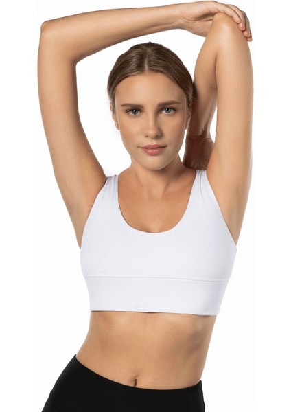Beyaz Yüksek Destekli Sırt Detaylı Kaplı Spor Sütyeni fiyatları