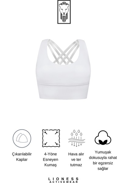 Beyaz Yüksek Destekli Sırt Detaylı Kaplı Spor Sütyeni fırsatları