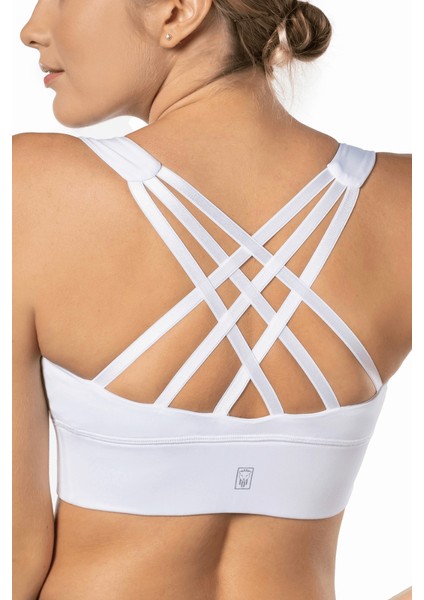 Beyaz Yüksek Destekli Sırt Detaylı Kaplı Spor Sütyeni indirimleri
