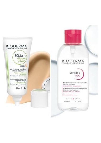 Sebium Global Cover 30 Ml+Bioderma Sensibio H2O 850 ml