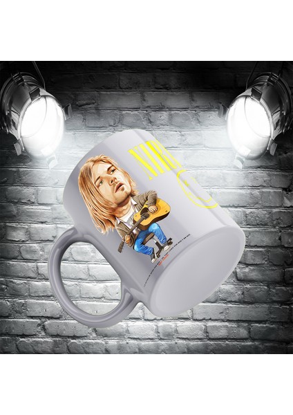 Kurt Cobain Nırvana 3 Tarafı Baskılı Porselen Kupa