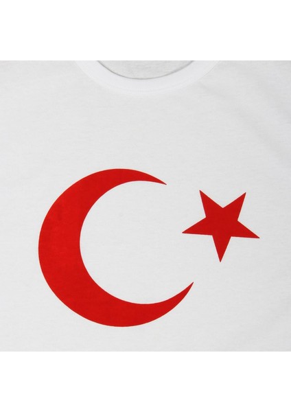 Beyaz Baskılı Ay Yıldız Tshirt + Balon + Bayrak 29 Ekim Cumhuriyet Bayramı Tişört