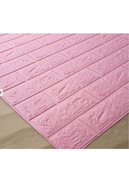 NW03 Kendinden Yapışkanlı Sünger Pembe Tuğla Duvar Paneli 70X77 cm 4 Adet