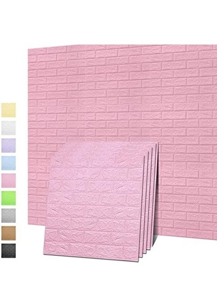 NW03 Kendinden Yapışkanlı Sünger Pembe Tuğla Duvar Paneli 70X77 cm 4 Adet