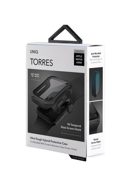 Unıq Torres Antımıcrobıal Watch Case Wıth 9h Tempered Glass Screen Protectıon 40MM - Mıdnıght (Black) fiyatları