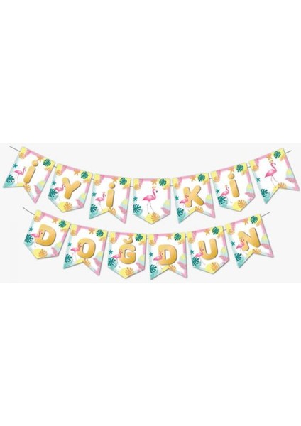 Iyi Ki Doğdun Flamingo Zikzak Banner