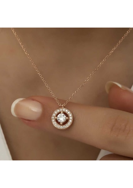 Gümüş Minimal Yuvarlak Tektaş Bayan Kolye indirimleri