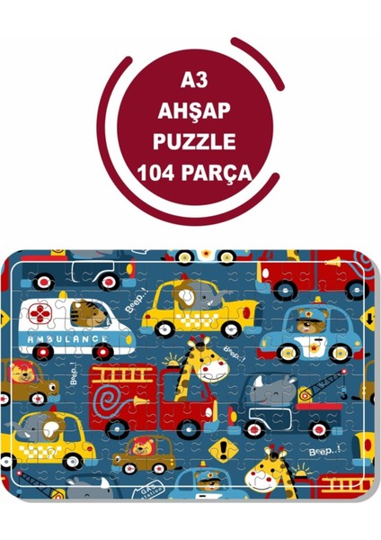 Arabalar A3 104 Parça Puzzle, Oyuncak, Yapboz