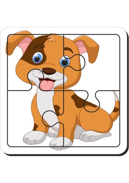 Sevimli Köpek 4 Parça Yapboz Ilk Puzzle, Kolay Puzzle