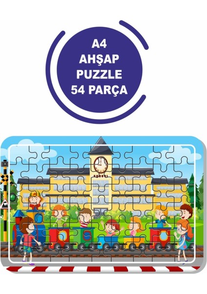 Tatil ve Oyun Zamanı A4 54 Parça Puzzle, Oyuncak, Yapboz