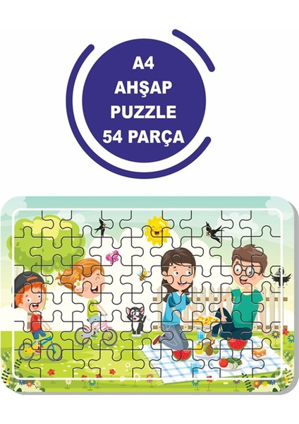 Tatil, Oyun ve Piknik A4 54 Parça Puzzle, Oyuncak, Yapboz