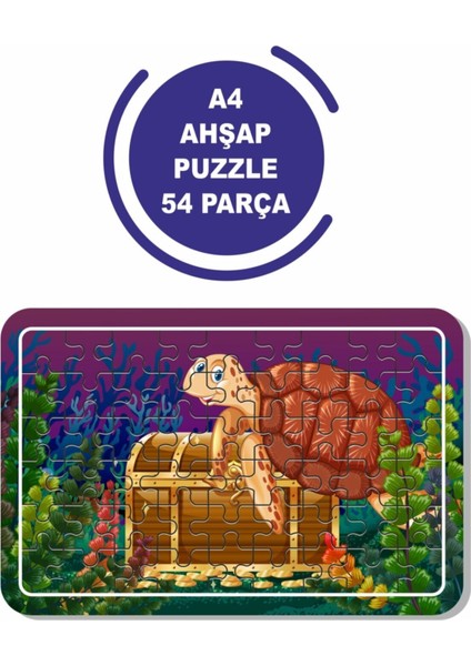 Sevimli Kaplumbağa A4 54 Parça Puzzle, Oyuncak, Yapboz