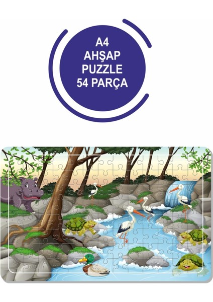 Sevimli Hayvanlar A4 54 Parça Puzzle, Oyuncak, Yapboz
