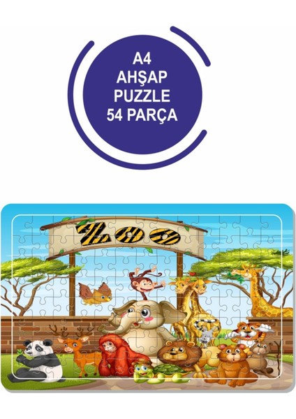 Sevimli Hayvanlar A4 54 Parça Puzzle, Oyuncak, Yapbo