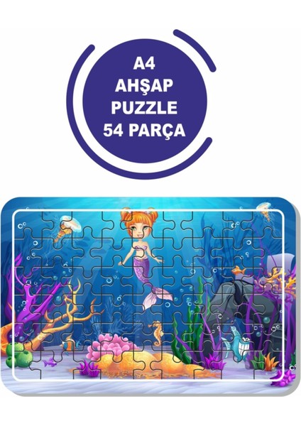 Deniz Kızı A4 54 Parça Puzzle, Oyuncak, Yapboz
