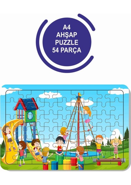 4'lü Set 54 Parça Ahşap Puzzle