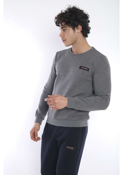 Erkek Spor G3 Melanj (Koyu Gri) Kışlık Sweatshirt Takım, 3 İplik (İçi Şardonlu) Kumaş - A3053 fırsatları