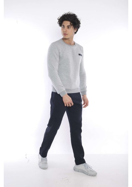 Erkek Spor G2 Melanj (Açık Gri) Kışlık Sweatshirt Takım, 3 İplik (İçi Şardonlu) Kumaş - A3053