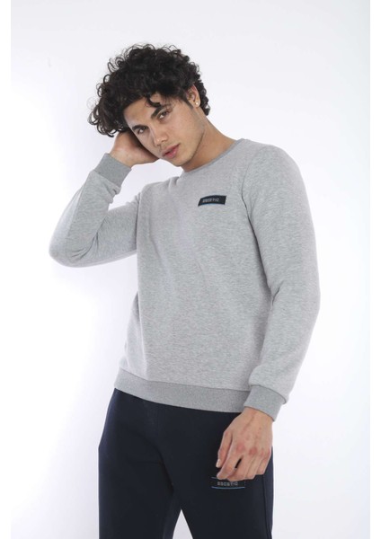 Erkek Spor G2 Melanj (Açık Gri) Kışlık Sweatshirt Takım, 3 İplik (İçi Şardonlu) Kumaş - A3053